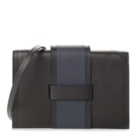 HERMES Evergrain Evercolor H Passant Clutch Bleu Indigo